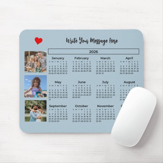 2026 Kalender Snygg Fotokollage  Musmatta (Med mus)