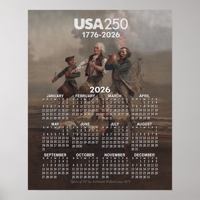 2026 Kalender - Spirit of 76 - Amerikas 250-årsjub Poster (Framsidan)