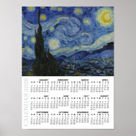 2026 Kalender, Stor, Stjärnklar natt / Van Gogh Poster