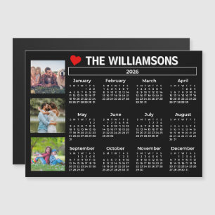 2026 Kalender Svart Vitt Foto Collage Magnet