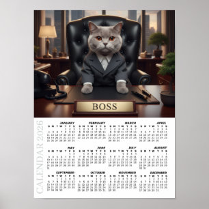 2026 Kalender, The Boss - Kontorskul Cats / Stor Poster