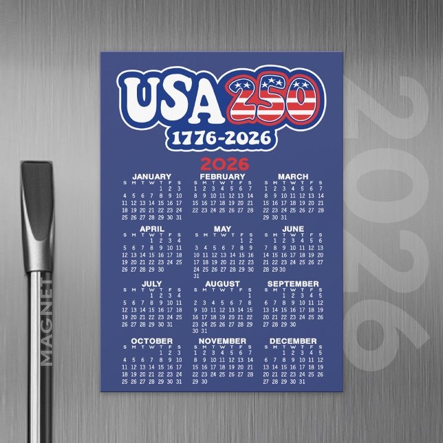 2026 Kalender USA 250 Amerikansk födelsedag 1776-2 (2026 Calendar with a USA 250 Theme)