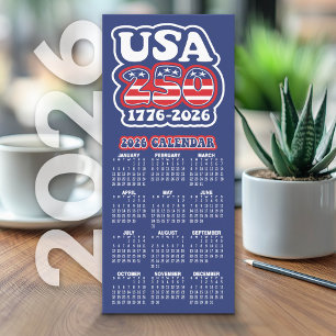 2026 Kalender USA 250 Amerikansk födelsedag 1776-2 Reklamkort