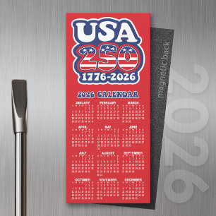 2026 Kalender USA 250 Amerikas födelsedag 1776-202