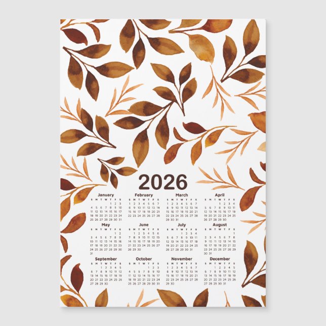 2026 Kalender Vattenfärg Höst löv Mönster (Framsida)