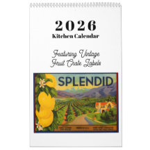 2026 Kalender Vintage Fruktlåsetiketter