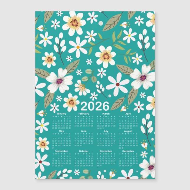 2026 Kalender - vitbok Blommönster (Framsida)