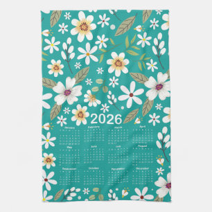 2026 Kalender - vitbok Blommönster Kökshandduk