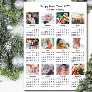 2026 Kalenderfamilj 12 minimalistisk fotokollage