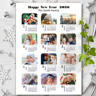 2026 Kalenderfamilj 12 minimalistisk fotokollage