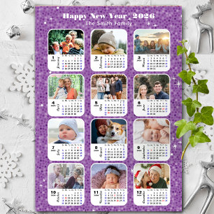 2026 Kalenderfamilj 12 minimalistisk fotokollage Julkort