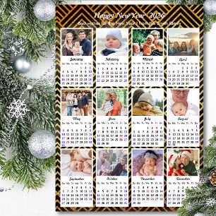 2026 Kalenderfamilj 12 Photo Modern Black Guld