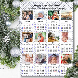 2026 Kalenderfamiljens foto Modern Silver Glitter