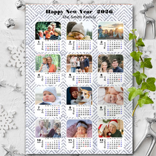 2026 Kalenderfamiljens foto Modern Silver Glitter