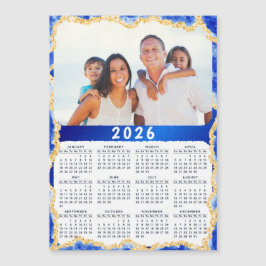 2026 Kalenderfoto i Blue och Guld Färg