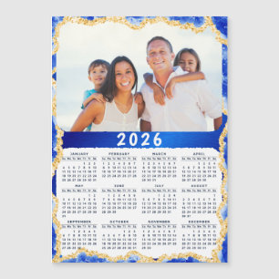 2026 Kalenderfoto i Blue och Guld Färg
