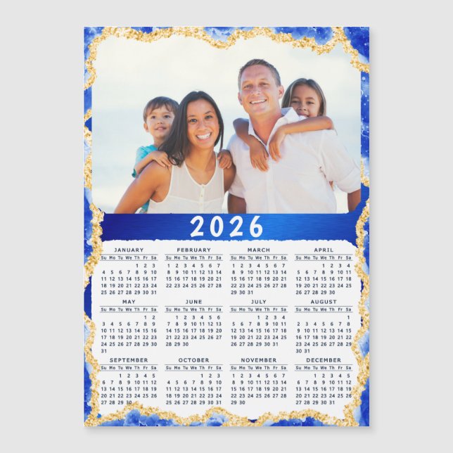 2026 Kalenderfoto i Blue och Guld Färg (Framsida)