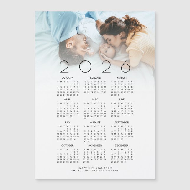 2026 Kalenderfoto Nyfödd bebis Gott nytt år (Framsida)