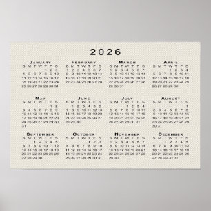 2026 Kalendermall med falsk canvas-struktur Poster