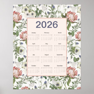 2026 Kalendern Blommor Fjärilar Poster