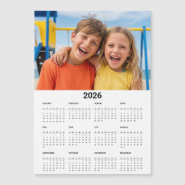 2026 Kalendern Familjefoto Modernt Kylskåpsmagnet