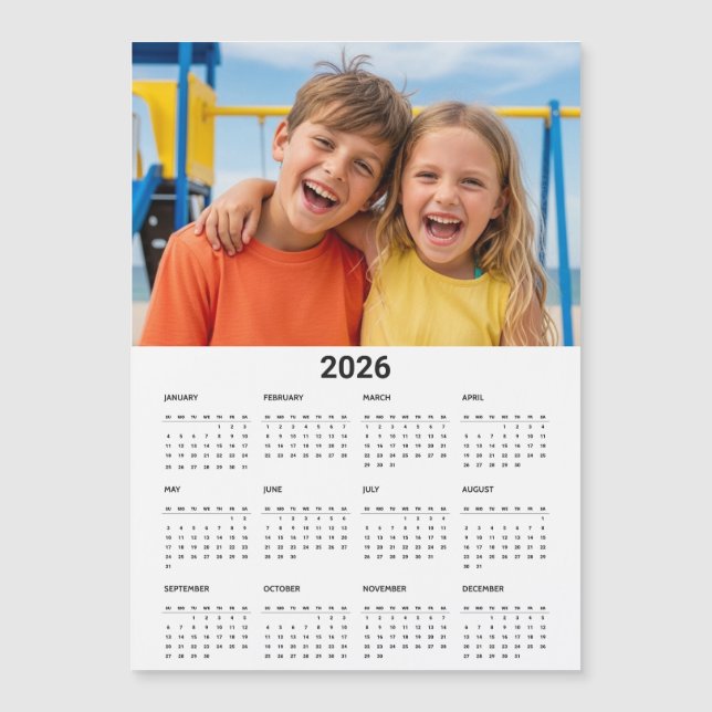 2026 Kalendern Familjefoto Modernt Kylskåpsmagnet (Framsida)