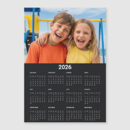 2026 Kalendern Hela Året Foto Svart Kylskåpsmagnet