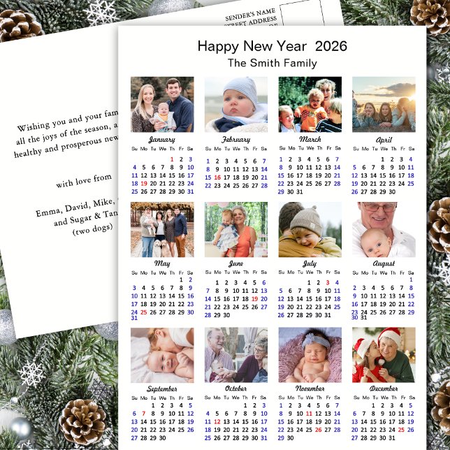 2026 Kalendern Modern Familjefoto Collage Enkel Helg Vykort (Skapare uppladdad)