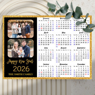 2026 Kalendern Modern Guld Glitter 2 fotomagnetisk
