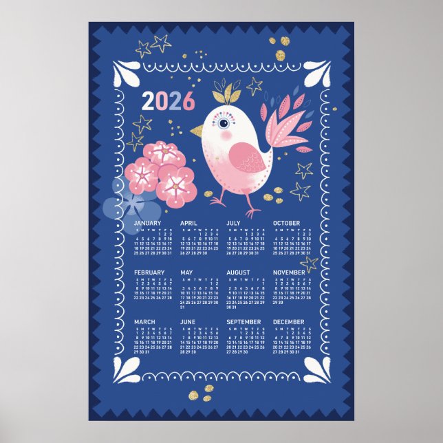 2026 Kalendern Poster Fågel (Framsidan)