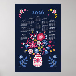 2026 Kalendern Poster Folksy Bouquet