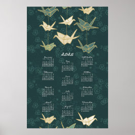 2026 Kalendern Poster origami Tranor Grön och Guld
