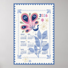 2026 Kalendern Poster Påfågel