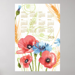 2026 Kalendern Poster Watercolor Vallmo