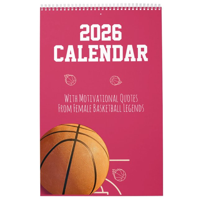 2026 Kalendern Rosa  Basket för tonårsflicka Kvinn Kalender (Omslag)