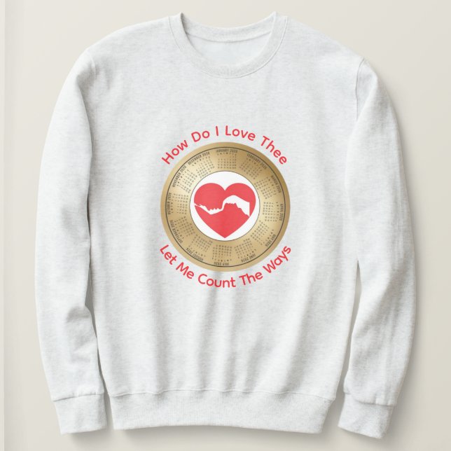2026 Kalenderns Älskare Hur Jag Älskar Dig T Shirt (Design framsida)