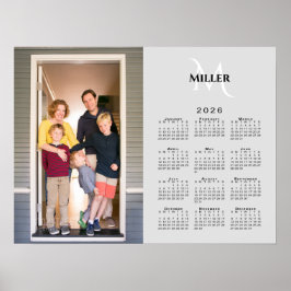 2026 Kalenderns Anpassningsbar Foto Monogram Namn  Poster