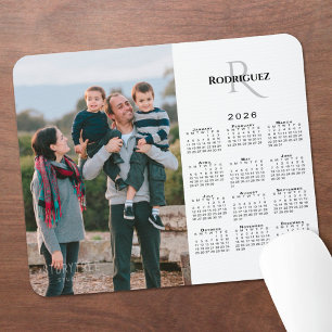 2026 Kalenderns Anpassningsbar Photo Monogram Namn Musmatta