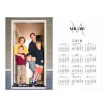 2026 Kalenderns Anpassningsbar Photo Monogram Namn