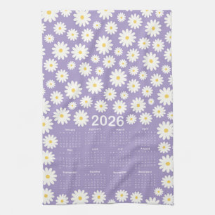 2026 Kalenderns Daisy blommar Mönster Kökshandduk