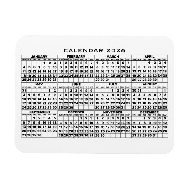 2026 Kalenderns Magnet White (Horisontell)
