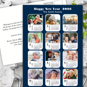 2026 Kalenderns moderna familj 12 Photo Blue Glitt Helg Vykort