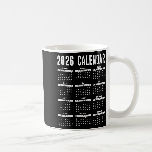 2026 Kalendert-shirt 26 Kalender 2026  Kaffemugg (Höger)