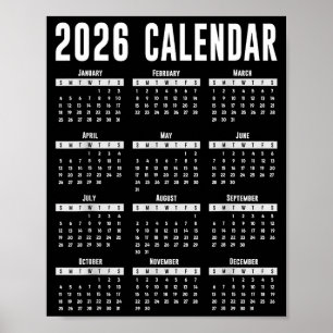 2026 Kalendert-shirt 26 Kalender 2026 Poster