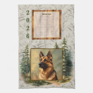 2026 Kalendertork German Shepherd Woodland   Kökshandduk