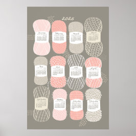 2026 Kalenderväggplansch Stickning Beige och Rosa Poster