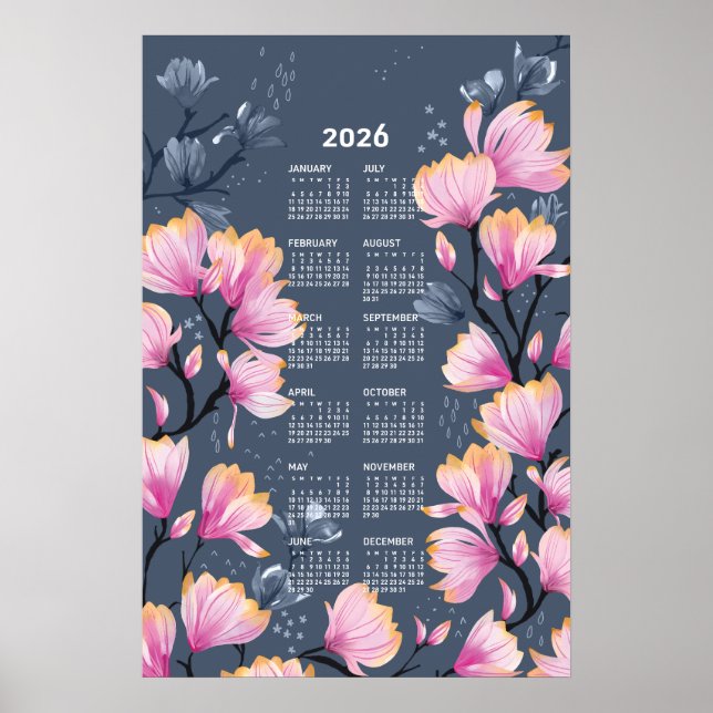 2026 Kalenderväggskalender Magnolia Poster (Framsidan)