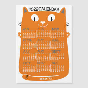 2026 Kalendervår Mid-Century Orange Kattmagnet