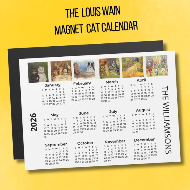 2026 Katter av Louis Wain Magnetkalender  (Skapare uppladdad)