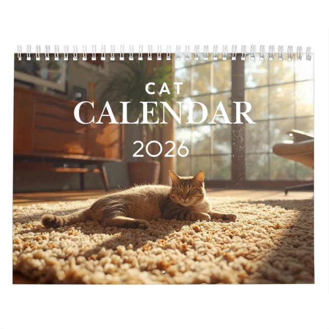 2026 Kattkalender | 12 Månaders Väggkalender Kalender (Omslag)